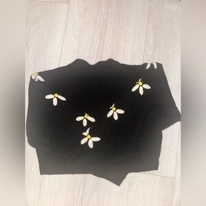 Altar’d State Black Sweater with Flowers (Size: S)